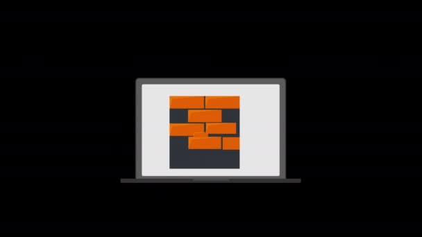 Een Laptop Scherm Met Een Firewall Eye Concept Animatie Met — Stockvideo