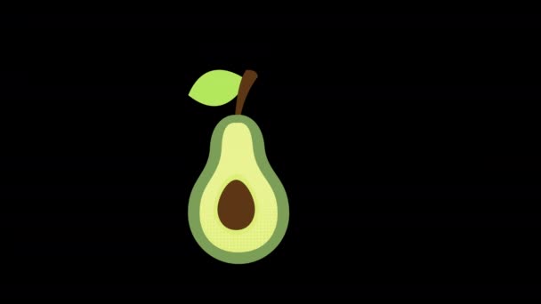 Eine Halbierte Avocado Mit Einer Blattkonzept Animation Mit Alphakanal — Stockvideo