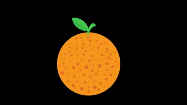 Une Orange Avec Une Animation Concept Feuille Verte Avec Canal — Video