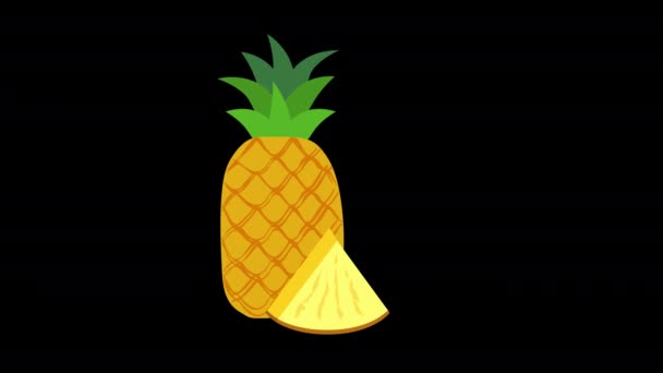 Eine Ananas Mit Einer Herausgeschnittenen Scheibe Animation Des Ananas Konzepts — Stockvideo