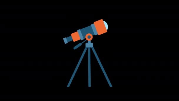 Teleskop Simgesi Astronomi Alfa Kanalı Ile Şeffaf Arkaplan — Stok video