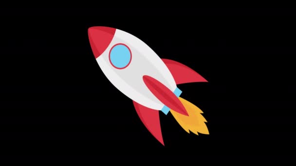 Nave Espacial Cohete Icono Concepto Lazo Animación Vídeo Con Canal — Vídeos de Stock
