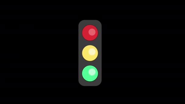 Sygnalizacja Świetlna Trzema Różnymi Kolorowymi Światłami Ikona Pętli Animacji Wideo — Wideo stockowe