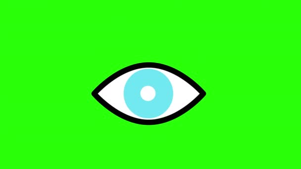Blue Eye Black Outline Icon Concept Loop Animation Alpha Channel — Stock Video