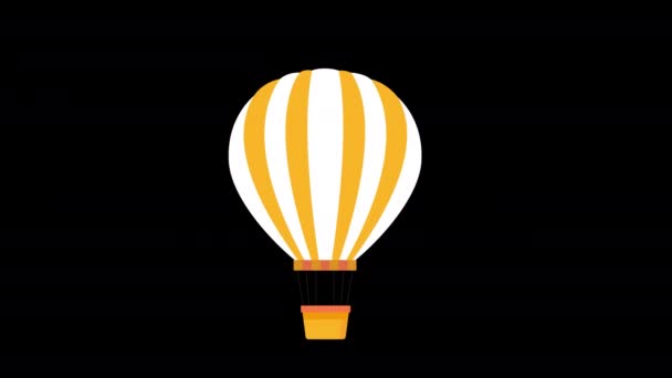 アルファチャンネルで空のコンセプトアニメーションに浮かぶ熱気球のアイコン — ストック動画