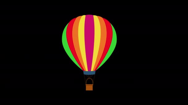 Εικονίδιο Αερόστατου Θερμού Αέρα Που Φέρουν Επιπλέουν Στον Ουρανό Έννοια — Αρχείο Βίντεο