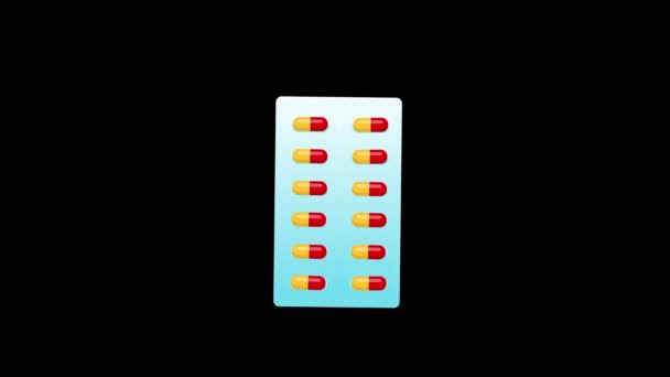 Pill Pack Filled Red Yellow Pills Icon Concept Loop Animation — Stock Video