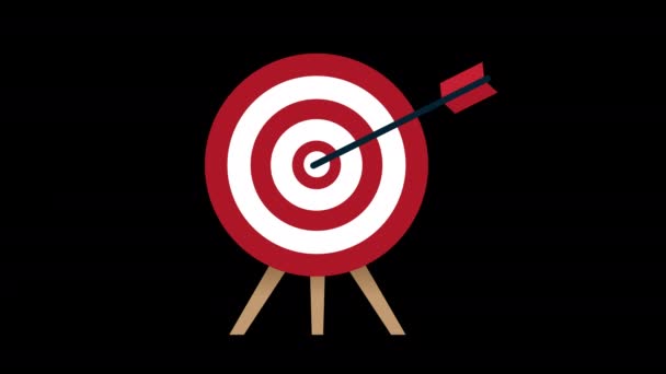 Red White Target Arrow Center Concept Animation Alpha Channel — Stock Video