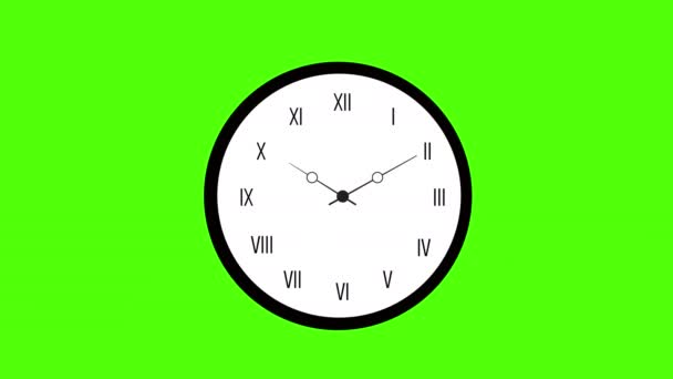 带有罗马数字图标概念环路动画视频阿尔法通道的黑白时钟 — 图库视频影像