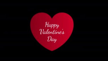 Beyaz, mutlu bir sevgililer günü ikonu konsept döngü animasyon videosu alfa kanalı ile kırmızı bir kalp