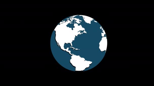 Dünya Gezegeni Dünya Haritası Simgesi Kavramı Alfa Kanalı Ile Şeffaf — Stok video