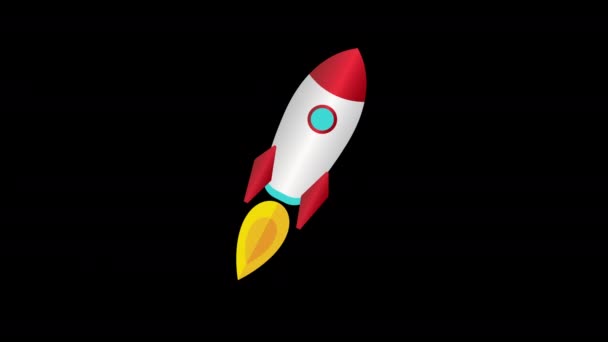 Nave Espacial Ícone Conceito Foguete Vídeo Animação Loop Com Canal — Vídeo de Stock