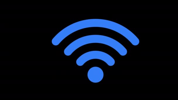 Video Animación Lazo Concepto Icono Wifi Azul Con Canal Alfa — Vídeo de stock