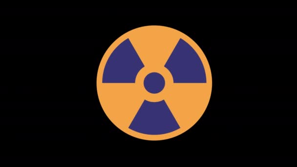 Żółty Niebieski Promieniowanie Radioaktywne Ikona Koncepcja Pętli Animacji Wideo Kanałem — Wideo stockowe