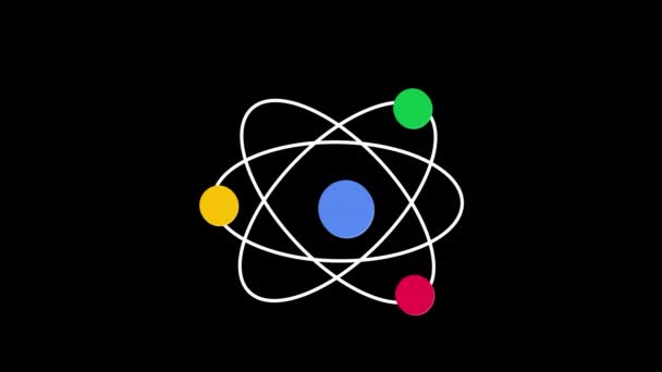 Átomo Química Molecular Físico Ícone Conceito Loop Animação Vídeo Com — Vídeo de Stock