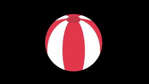 Red White Beach Ball Icon Concept Loop Animation Video Alpha — Stock Video
