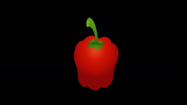 Red Bell Pepper Green Stem Icon Concept Loop Animation Video — Stock Video