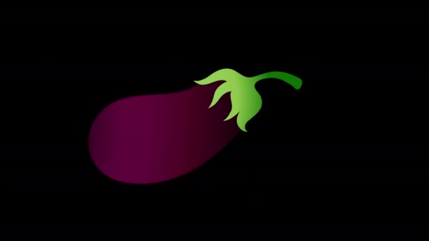 Video Animación Lazo Concepto Icono Berenjena Púrpura Verde Con Canal — Vídeos de Stock