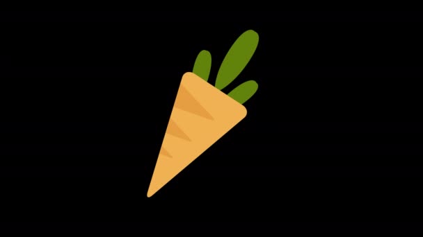 Carrot Green Leaves Icon Concept Loop Animation Video Alpha Channel — Stock Video