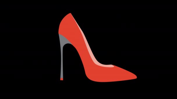 Laranja Salto Alto Sapato Ícone Conceito Loop Animação Vídeo Com — Vídeo de Stock