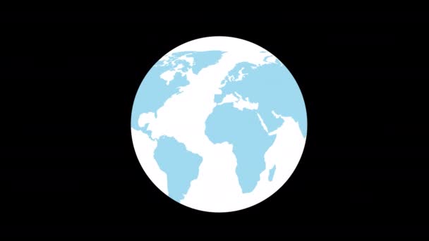 Globus Planeta Ziemia Mapa Ikona Koncepcja Przejrzyste Tło Kanałem Alfa — Wideo stockowe