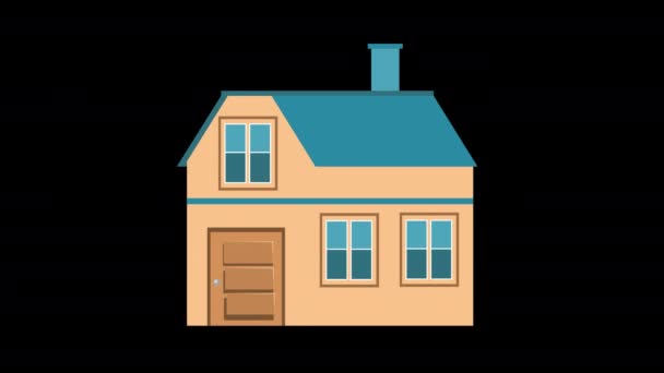 Uma Casa Ícone Casa Conceito Imobiliário Animação Com Canal Alfa — Vídeo de Stock