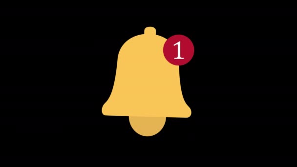 Żółty Dzwonek Czerwonym Kółkiem Numerem Nim Ikona Koncepcja Pętli Animacja — Wideo stockowe