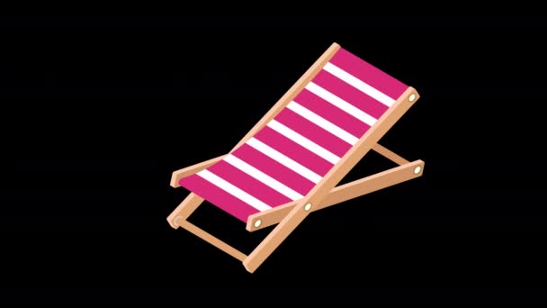 Ένα Ροζ Και Λευκό Ριγέ Εικονίδιο Εικονίδιο Καρέκλα Παραλία Βρόχο — Αρχείο Βίντεο