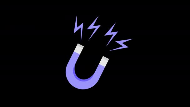 Магніт Блискавкою Виходить Нього Іконка Концепції Петлі Анімації Відео Альфа — стокове відео