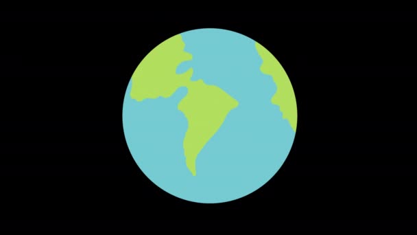 Blue Green Globe Planet Earth Map Icon Concept Animation Alpha — Stock Video