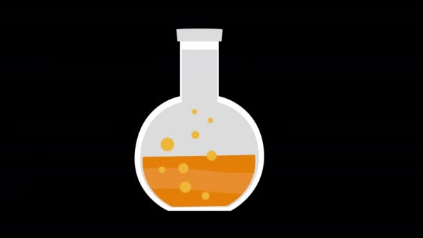 Εργαστηριακός Δοκιμαστικός Σωλήνας Φιάλη Έγχρωμο Υγρό Εικονίδιο Έννοια Βρόχο Animation — Αρχείο Βίντεο