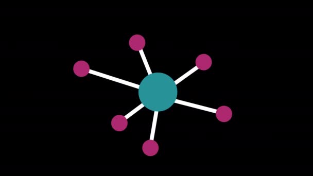 ドットとラインアイコンコンコンセプトループアニメーションビデオを含むカラフルな分子構造 — ストック動画
