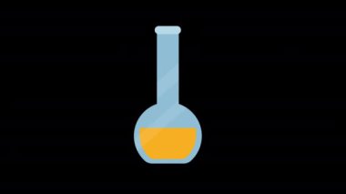 Renkli sıvı ikon konsept döngü animasyonlu alfa kanallı laboratuvar test tüpü.