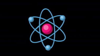 Atom moleküler kimyası veya fizik ikon konsept döngüsü animasyon videosu alfa kanalı ile