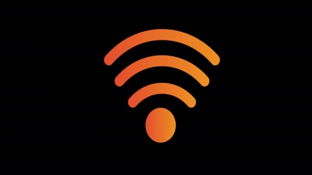 Концепция Оранжевой Иконки Wifi Loop Анимационное Видео Альфа Каналом — стоковое видео