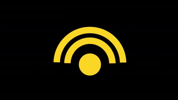 Yellow Wifi Network Icon Concept Loop Animacja Wideo Kanałem Alfa — Wideo stockowe