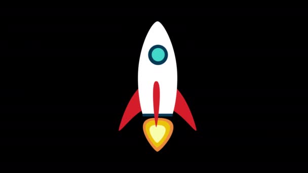 Nave Espacial Cohete Icono Concepto Lazo Animación Vídeo Con Canal — Vídeos de Stock