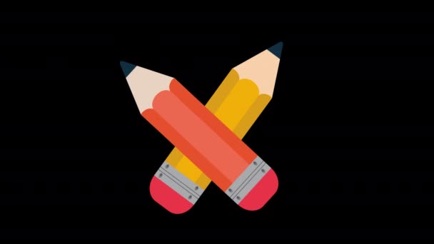 Ceruza Ikon Toll Oktatási Koncepció Átlátszó Háttér Alfa Csatorna — Stock videók
