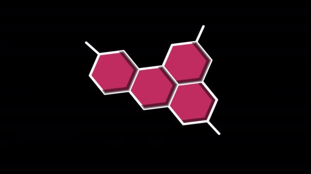 带有点和线的彩色分子结构图标概念环路动画视频阿尔法通道 — 图库视频影像