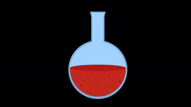 Лабораторная Пробирка Флакон Цветовой Жидкостью Концепция Иконки Анимация Альфа Каналом — стоковое видео
