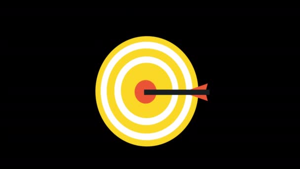中心概念动画中带有箭头的目标 带有Alpha通道 — 图库视频影像
