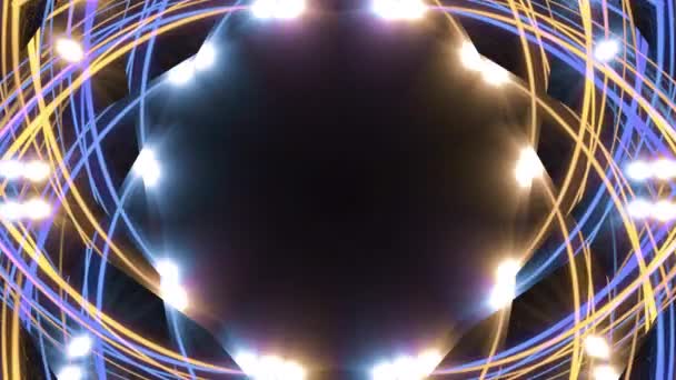 具有五彩缤纷的能量发光轨迹波粒状爆炸动画抽象运动的魔法光芒飘扬 — 图库视频影像