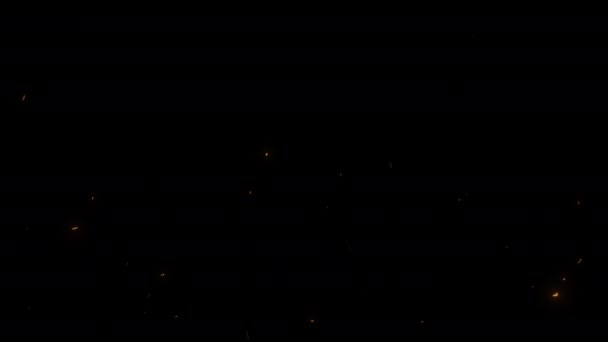 燃烧的火花飞散的粒子在黑色背景上环绕动画 — 图库视频影像