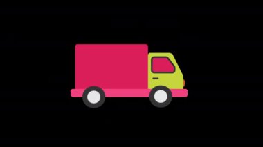 yük kamyonu ikonu animasyonu. Alfa kanallı araç döngü canlandırması