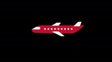 Gökyüzünde uçan kırmızı ve beyaz bir uçak alfa kanallı animasyon konsepti
