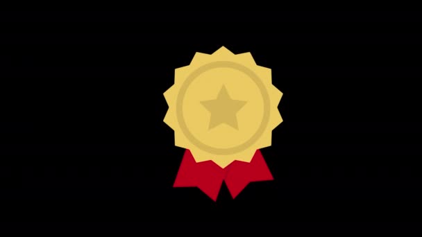 Gouden Ster Met Een Rood Lint Waardering Van Gouden Medaille — Stockvideo