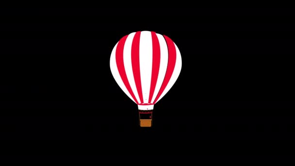 アルファチャンネルで空のコンセプトアニメーションに浮かぶ熱気球のアイコン — ストック動画