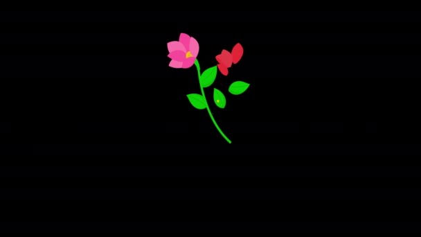 Τρία Λουλούδια Ένα Εικονίδιο Ποτ Animation Έννοια Κανάλι Άλφα — Αρχείο Βίντεο