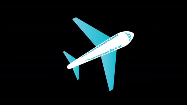 Голубой Белый Самолет Летящий Небе Концепции Анимации Альфа Канал — стоковое видео