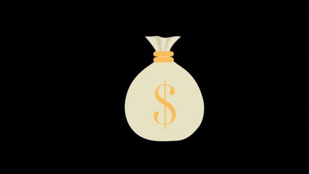 Saco Dinheiro Com Ícone Sinal Dólar Vídeo Animação Loop Conceito — Vídeo de Stock